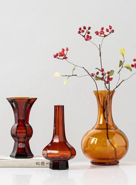 新式居琉璃花瓶玻璃高样板房WNV间书房茶室家档软装中饰品摆件