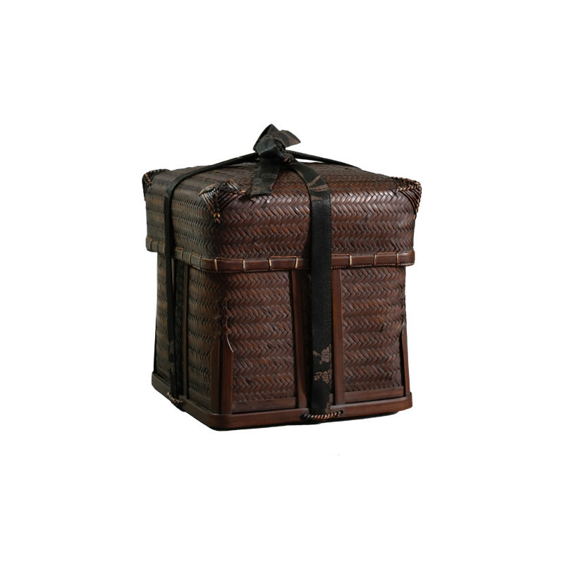 Japanese handmade bamboo tea set box tea set storage basket household tea room cup pot dust bag portable tea box