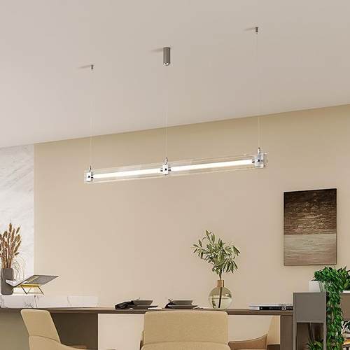 极简一字餐厅147吊灯工业风长灯设计桌师玻璃吧作台餐灯工室条马 - 图1