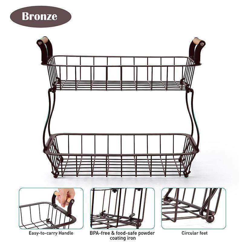 双层黑色水果篮客厅厨房浴室铁艺收纳篮创意置物架欧式果盘果蓝,淘宝优惠券,粉丝福利购,淘宝优惠卷