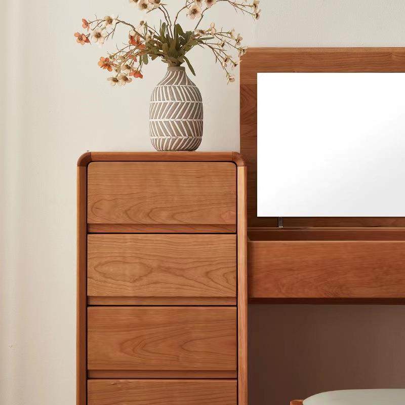 北美樱桃木原木梳妆台现代简约黑胡桃木全实木卧室储物收纳化妆桌,淘宝优惠券,粉丝福利购,淘宝优惠卷