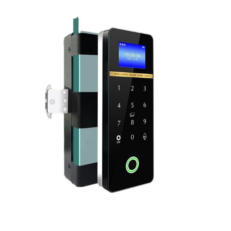 High partition glass door fingerprint lock without punching office password lock attendance single and double door factory direct sales