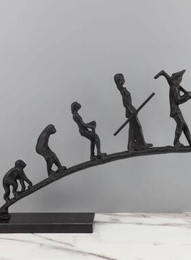 新色中式创卧意黑铸铁人板物样房电0550视柜室书房客厅桌面玄关摆