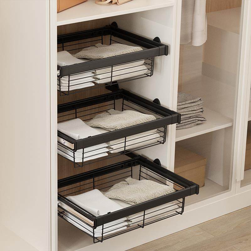 衣柜拉篮抽屉式伸缩裤架家用收纳柜内抽拉架内置拉篮储物篮多功能,淘宝优惠券,粉丝福利购,淘宝优惠卷