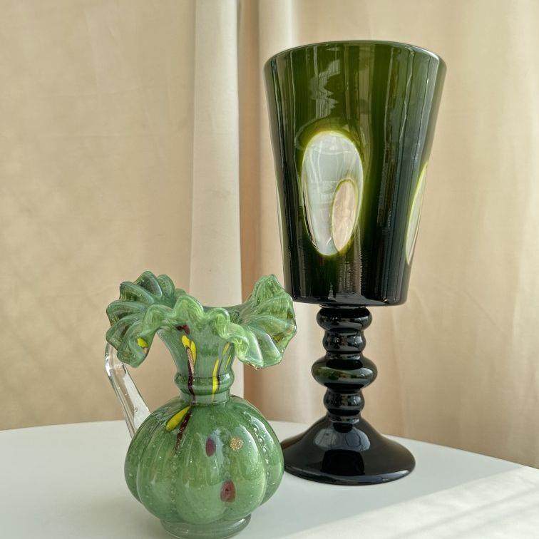 欣可家居中古芬顿老货中式稀少款透明窗口橄榄绿琉璃花瓶艺术摆件,淘宝优惠券,粉丝福利购,淘宝优惠卷