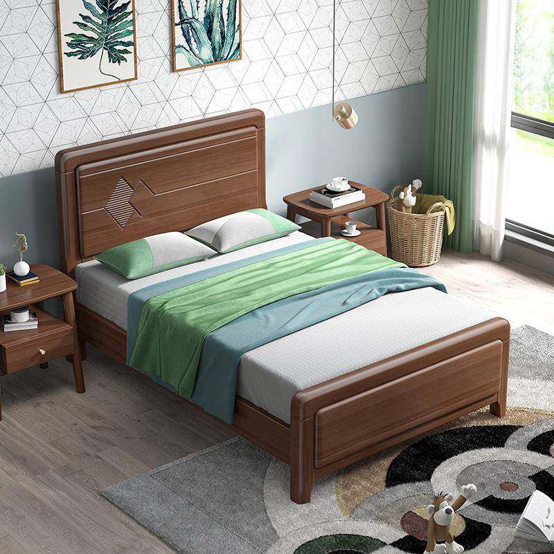 儿童床双人床榉木小户型卧室现代简约实木单人床1.2米男孩女孩床,淘宝优惠券,粉丝福利购,淘宝优惠卷