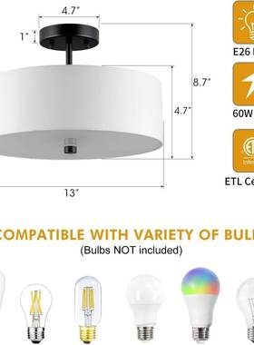简约布罩布艺客厅吸顶灯吊灯美式乡村餐厅卧室书房玄关灯具