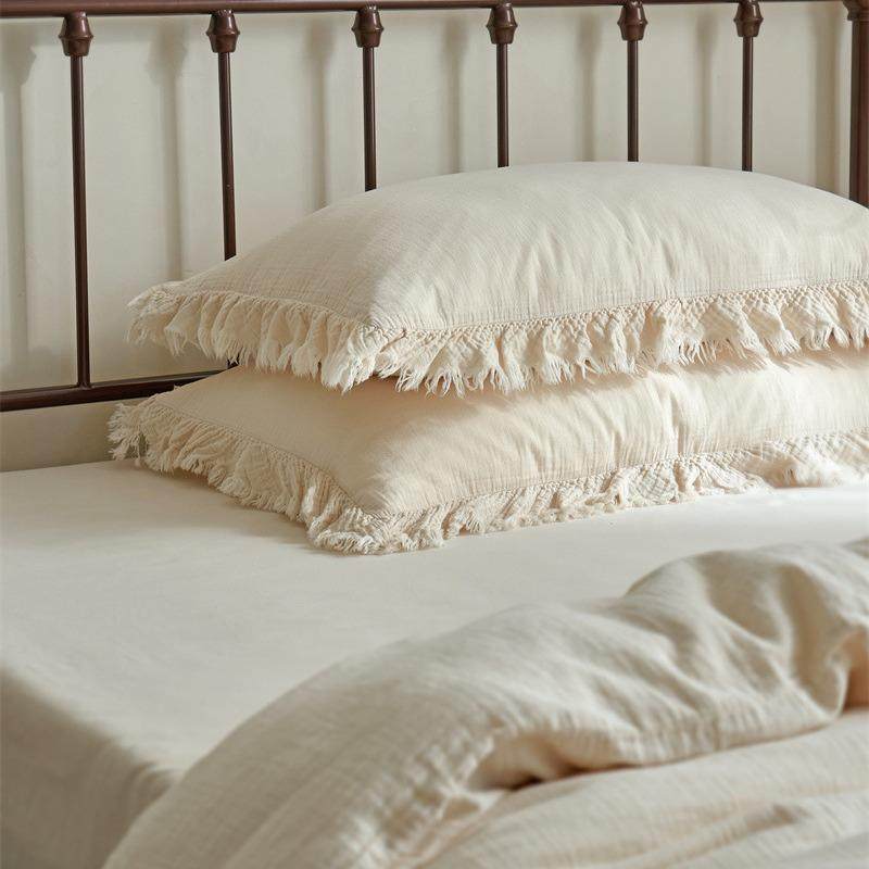 清新简约素色皱皱纱四件套成品染全棉双层纱床单被套民宿床品,淘宝优惠券,粉丝福利购,淘宝优惠卷