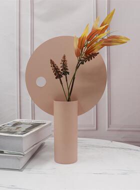 北欧花瓶铁艺ins几1何圆形干花花器风家居板房简约样装饰品小摆件
