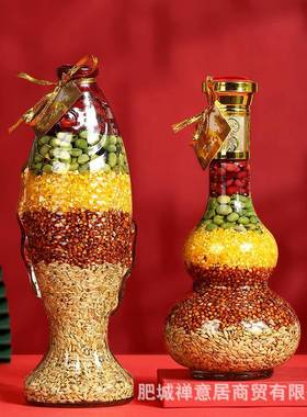 五谷登摆件丰品新房乔迁新居礼布置装饰用BHP品杂粮搬新结家婚礼