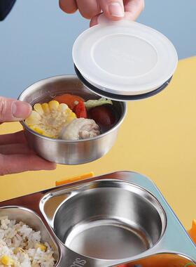 上班族办公室便携午餐盒304不锈钢密封带扣带汤碗带餐具分格饭盒
