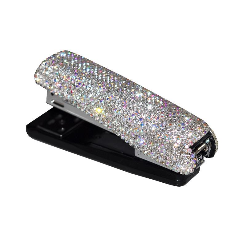 Creative diamond crystal desktop office stationery set with diamond calculator pen holder business card box stapler