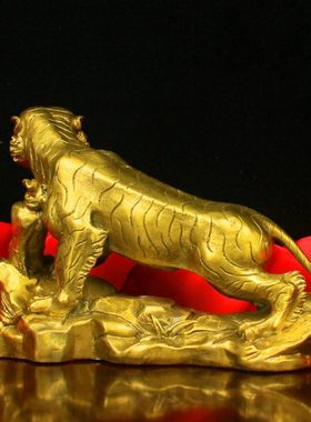 纯铜老虎铜上山虎铜下山虎十二生肖虎人生如意虎家居客厅礼品摆件