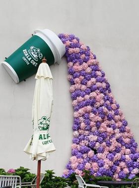 型网打奶茶杯卡挂壁奶茶杯模红巨型雕塑啡店门口门咖头装饰啤酒杯