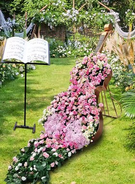 户外园林景观花h园草坪装饰大提琴花艺雕塑摆件创意景区商业美陈