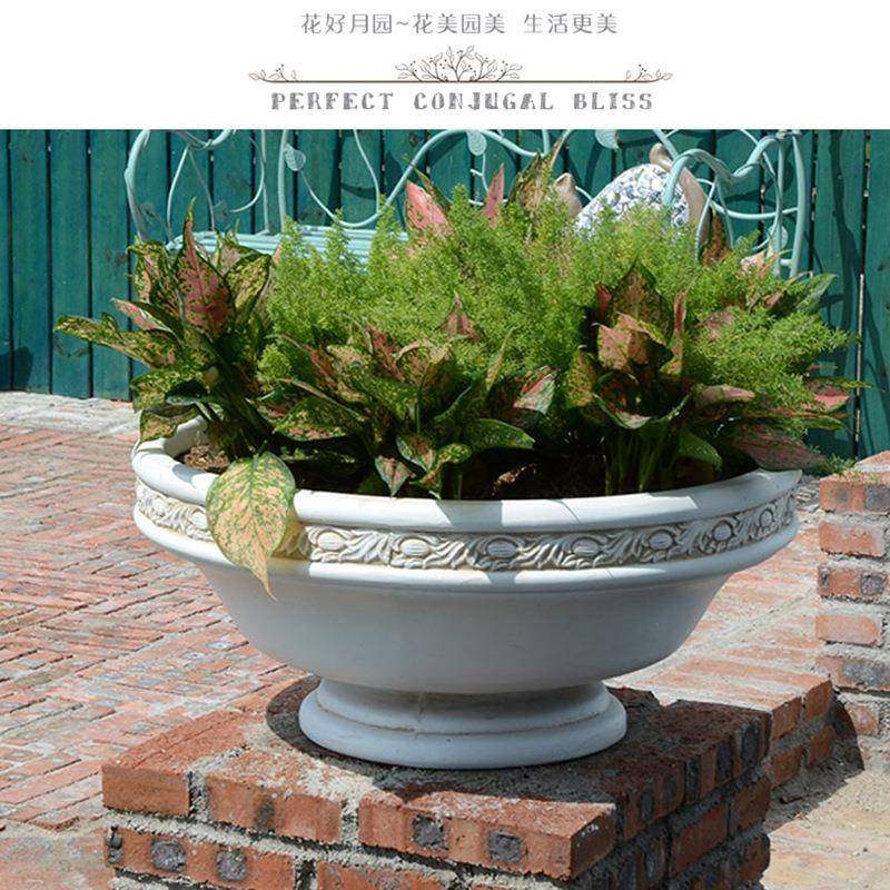 欧式镁泥素面罗马柱花盆容器庭院装饰摆件落地花园复古摆件花缸子,淘宝优惠券,粉丝福利购,淘宝优惠卷