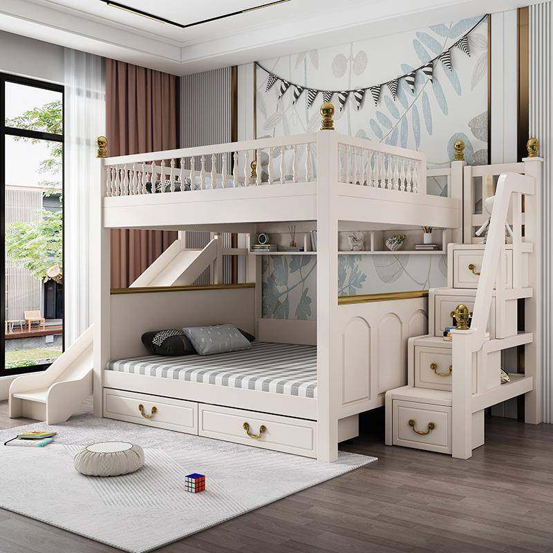 1.8米实木高低床双层床成人上下床铺描金上下平行抽屉子母床滑梯,淘宝优惠券,粉丝福利购,淘宝优惠卷