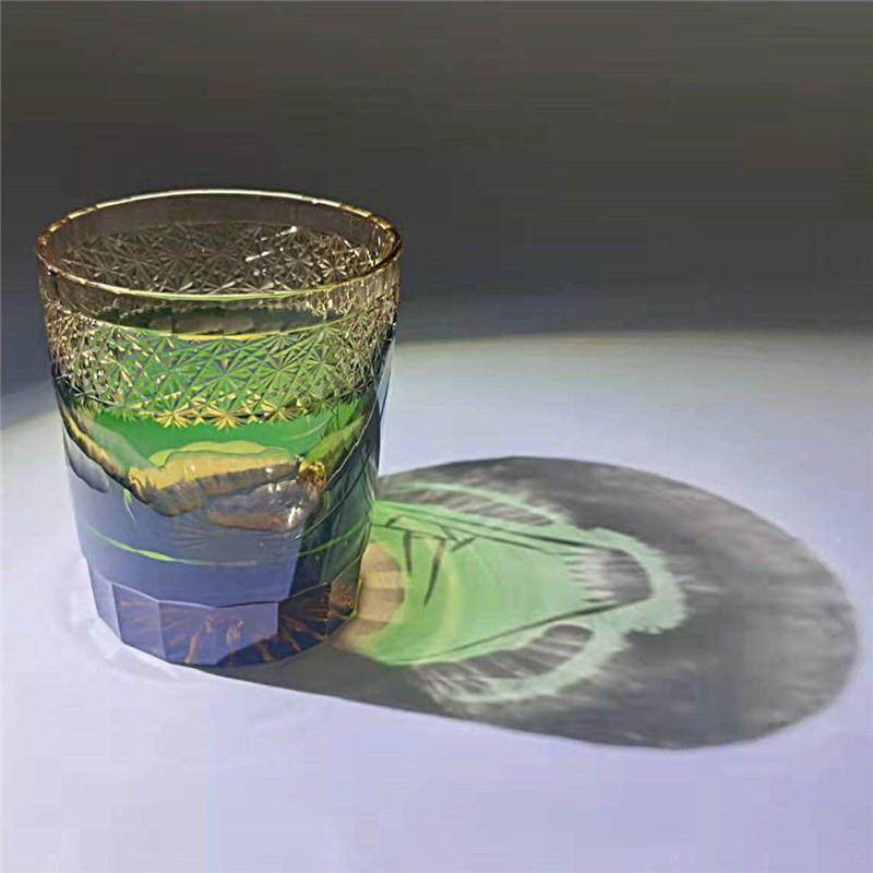 日式江户切子水晶玻璃杯富士山杯双层手工刻花工艺套色家用主人杯,淘宝优惠券,粉丝福利购,淘宝优惠卷