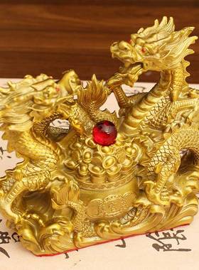 双宝龙聚黄铺铜摆件工厂发送礼店直开业桌面办公室客厅XMK装饰品