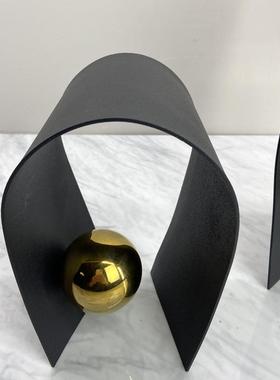 简约现代TNI黑板色金球铁艺金拱属门创意艺术摆件样房桌面装饰摆