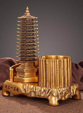 13昌十三文塔筒摆件笔仿铜金工艺礼品摆饰九tb-67786层办公书层房