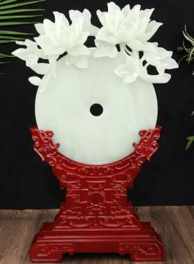 业厂家直销中式平安扣摆件客脂厅家具树酒柜办公室工白玉系列装饰