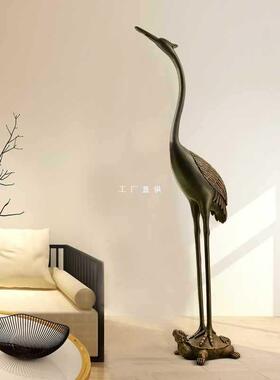 中式仙鹤摆件落地玄型关客厅F87T76SM电视发柜沙边旁艺术复古大装