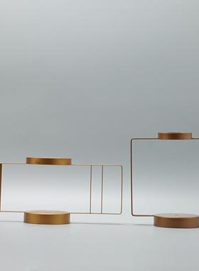 现代新中式桌铁艺工放艺品架客子厅桌面UNA家居装饰面摆花架外框