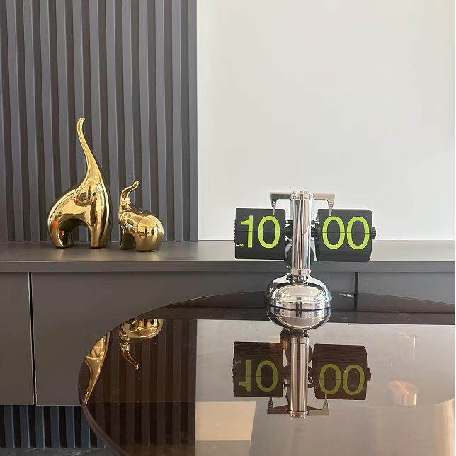 极简自动翻页钟客厅座钟翻页时钟桌面摆件电子钟复古机械数字,淘宝优惠券,粉丝福利购,淘宝优惠卷