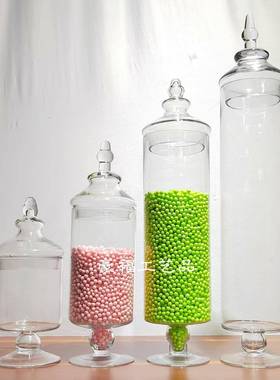 现缸代璃直筒形透明加盖糖轻hf573奢圆玻大容密封糖量果玻璃瓶