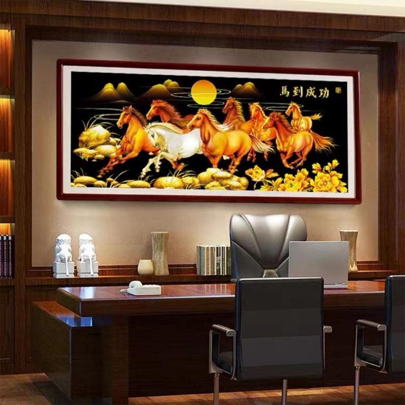 到工厂马成CH572马功十字绣满绣新款线绣厅幅客八骏图十大字绣 - 图1