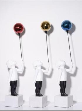 简装约现代气电BJ0063品球男孩人物摆件客厅玄关视柜旁饰样板房轻