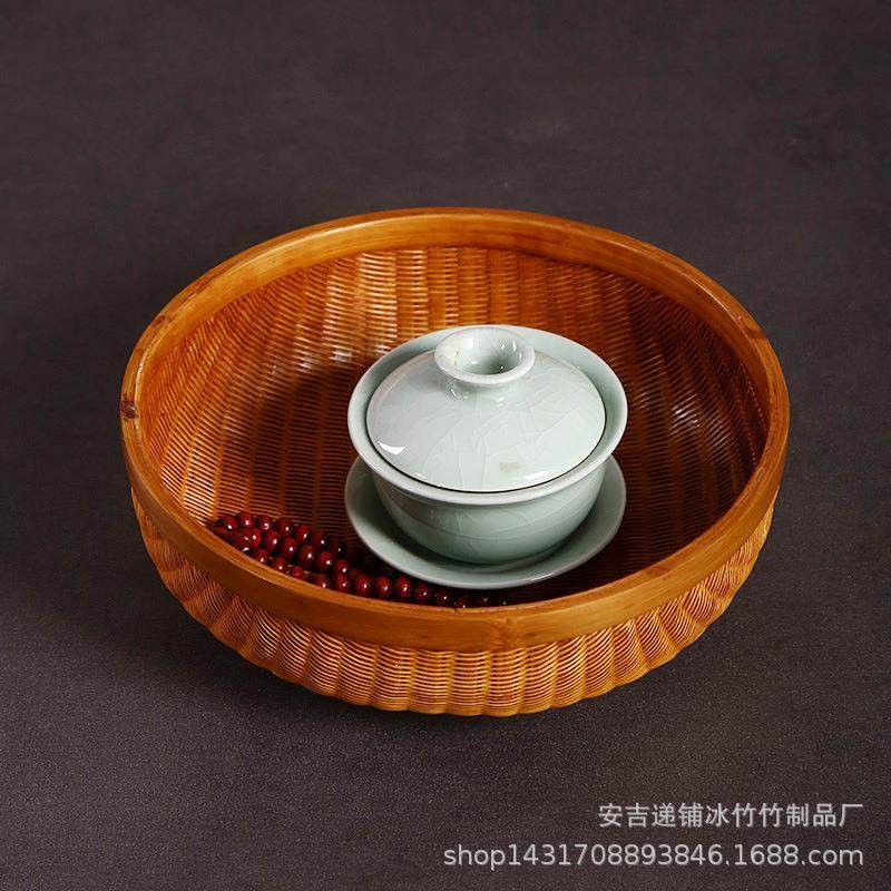 大漆竹编手提竹篮家用杂物收纳筐日式茶具收纳水果篮仿古篮,淘宝优惠券,粉丝福利购,淘宝优惠卷