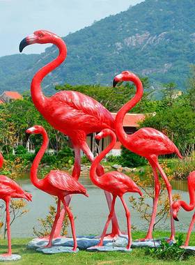 真火烈鸟摆件雕塑户外花园院水池动物商场仿门口婚庭庆落地HLN-68