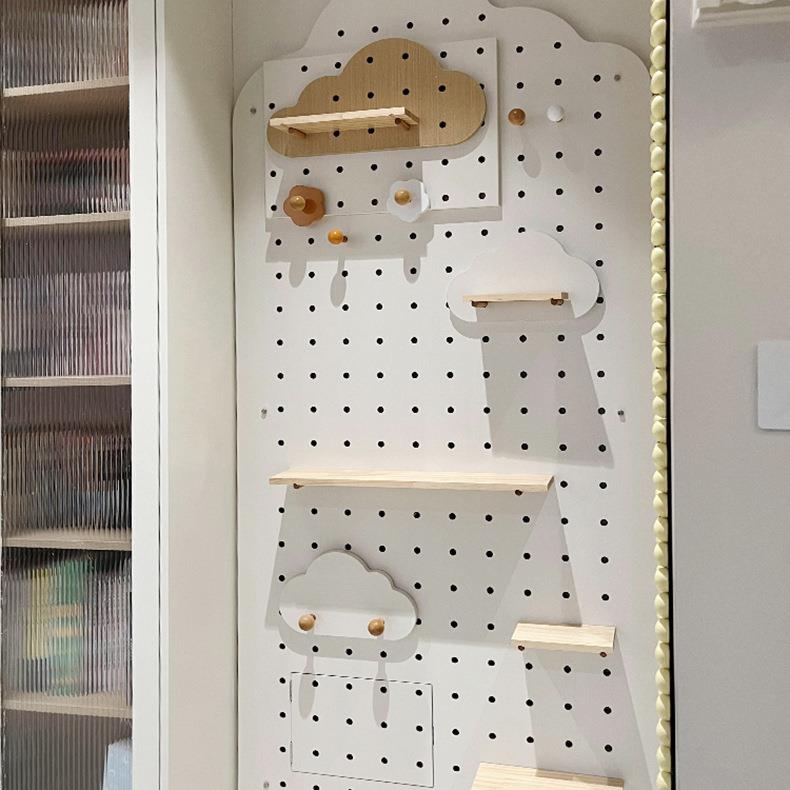 Spot cloud storage rack black hole hole board closed hole hole board hanging hanger wood flower display storage wall against the wall