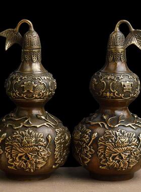 德缘居铜仿古开盖富玉堂铜艺葫芦件家居饰品挂件工品贵NEY送摆礼