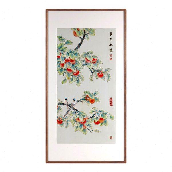 事事如意铜雕画入户玄关装饰画新中式竖版走廊花鸟挂画柿子寓意好,淘宝优惠券,粉丝福利购,淘宝优惠卷