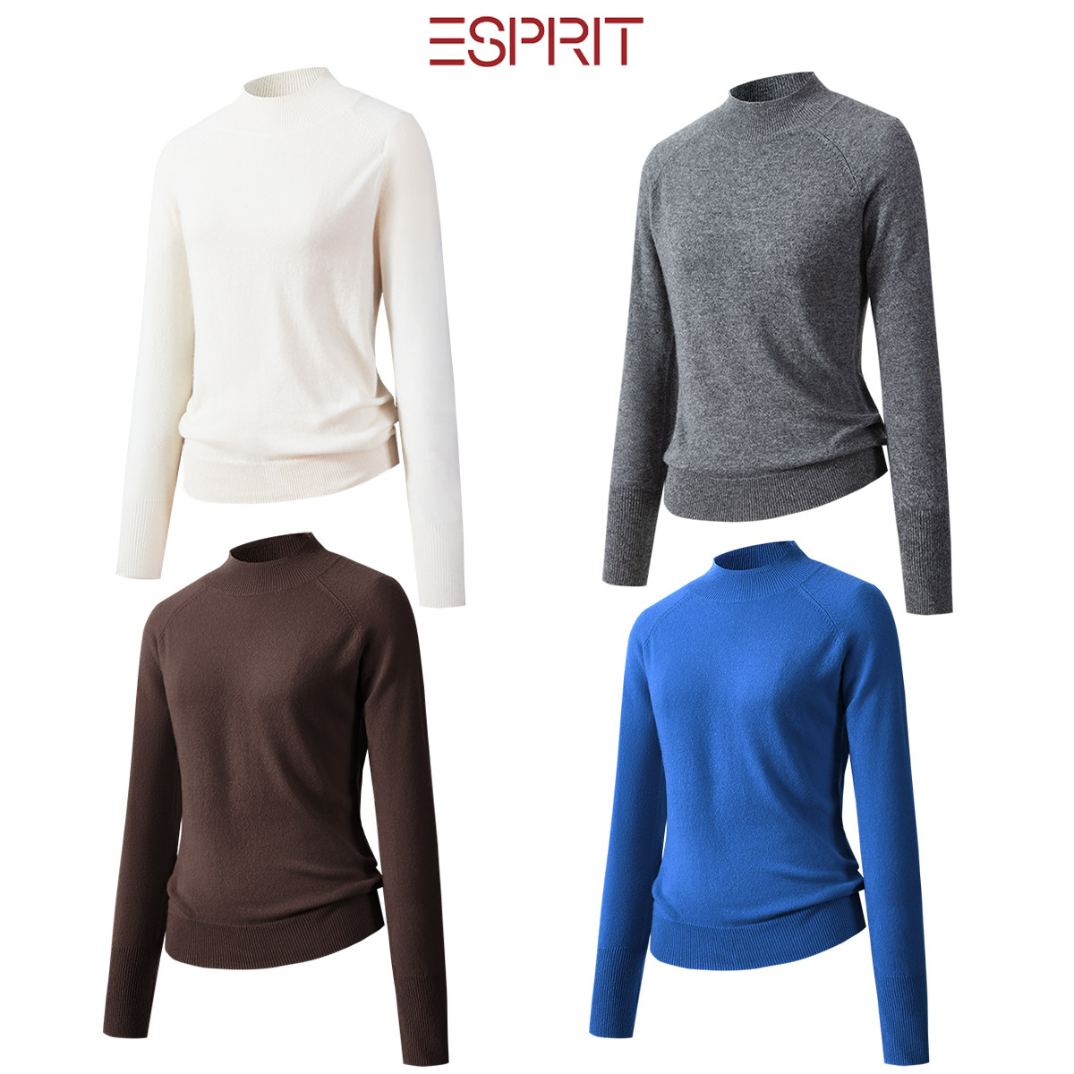 ESPRIT/埃斯普利特纯色半高领羊绒衫女长袖修身显瘦打底衫毛衣,淘宝优惠券,粉丝福利购,淘宝优惠卷