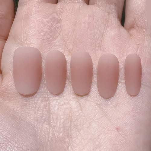 高级感磨砂粉手工甲猫眼渐变穿戴甲裸色椭圆甲片显白气质美甲贴片 - 图0