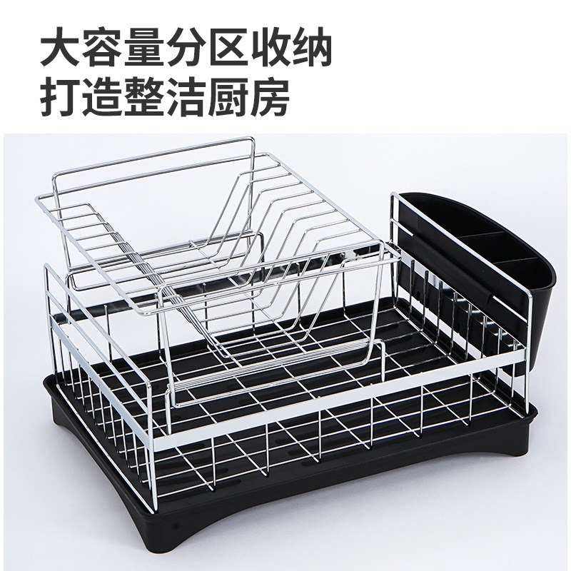 可拆卸厨房双层碗碟架家用不锈钢餐具收纳置物架碗筷沥水架放碗架 - 图3