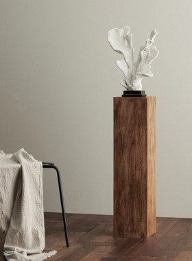 侘寂风复古方形实木墩子花架底座原木树桩样板间茶室玄关落地摆件