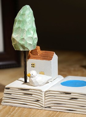 【岁月静好】手工木雕小摆件可爱治愈系办公室桌面工位装饰品好物