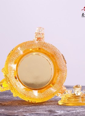 古法琉璃祥龙聚宝盆聚宝袋家居酒柜装饰品古典摆件工艺品办公摆设