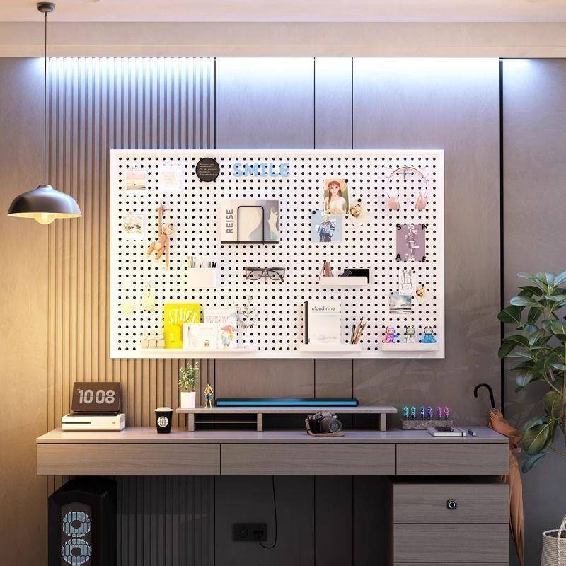 Household gourd hole storage board rack is a round hole steel entrance entrance, see details on the wall wall hanging board