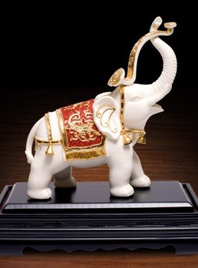 陶瓷大象摆件漆线雕工艺品办公室客厅家居装饰送客户商务礼品定制