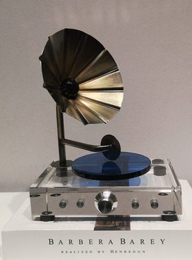 现代轻奢水晶播放机双头复古留声机摆件样板间创意CD唱片机装饰品