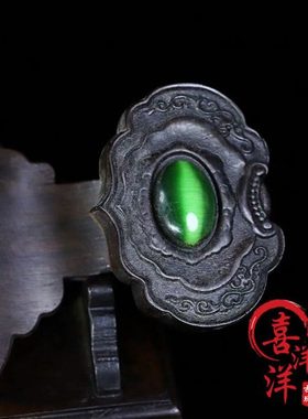 古董文玩纯实木带底座玉石珠子檀木如意算盘家用摆件复古老物件