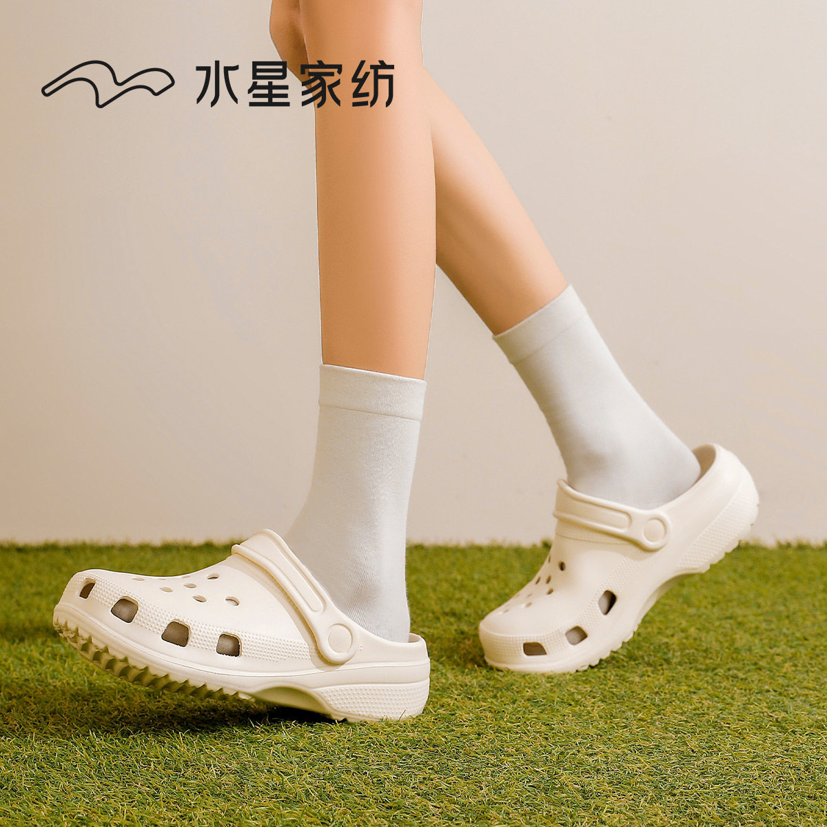 水星EVA洞洞鞋女款2026新款可外穿情侣厚底休闲运动旅游沙滩凉鞋