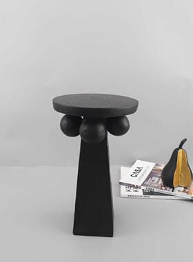 现代简约仿洞石高脚圆球托盘1527树脂客摆件厅玄饰关电纹视柜家居