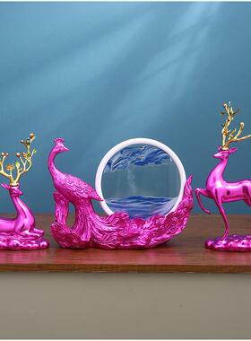 招财鹿流沙沙饰漏摆件轻奢016高档家居客厅酒电柜视柜办公画室桌